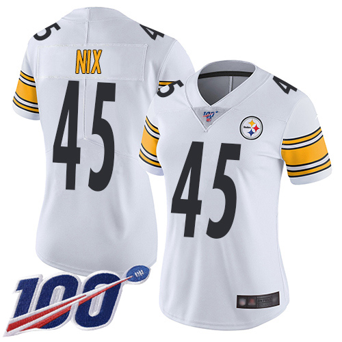 Women Pittsburgh Steelers Football 45 Limited White Roosevelt Nix Road 100th Season Vapor Untouchable Nike NFL Jersey